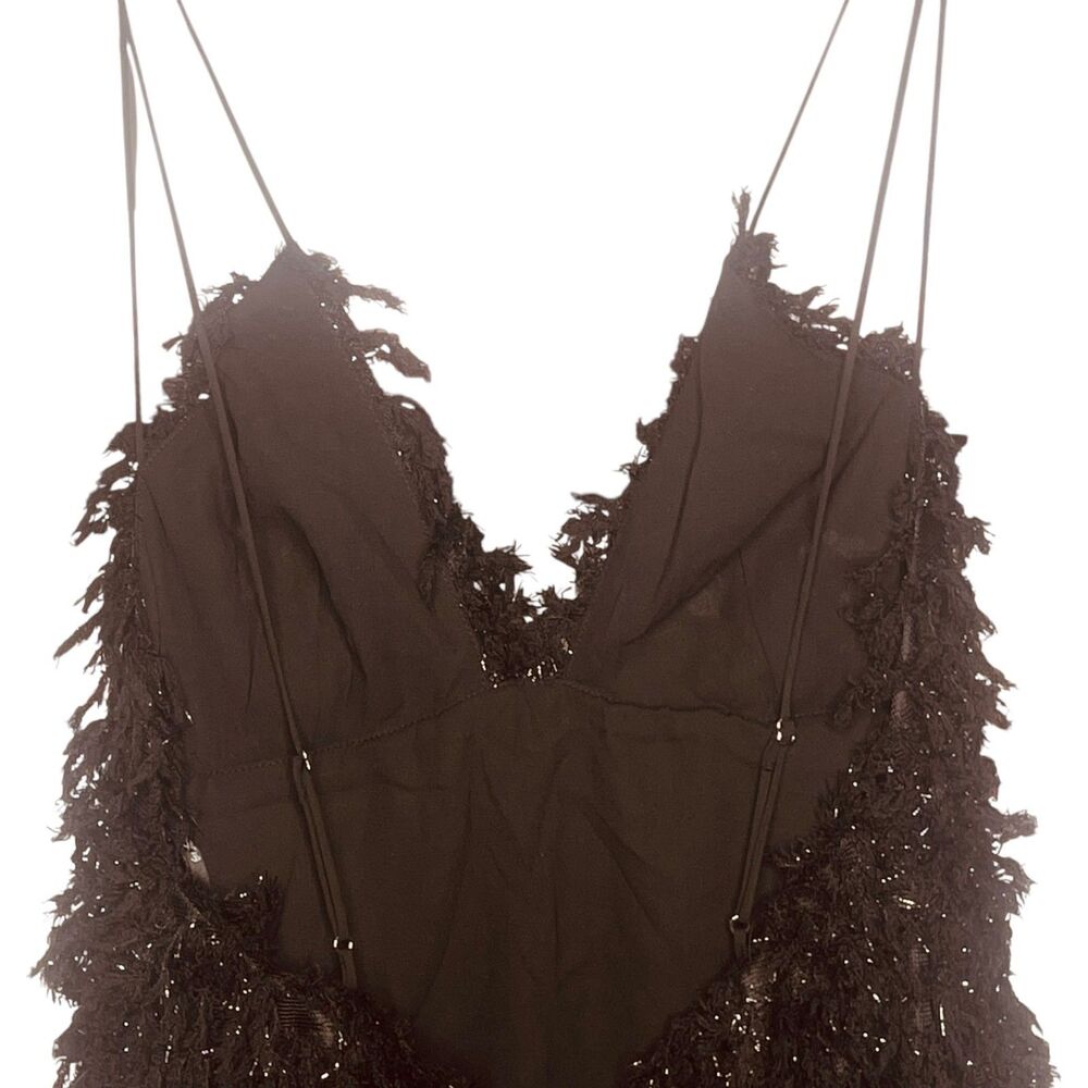 For Love & Lemons x Revolve Kamara Mini Shaggy Sequin Black Size M | NWT - Picture 11 of 16